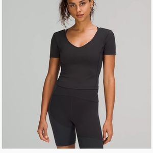 New LULULEMON Align Tee Crop Cropped Fit Nulu Black BLK 10